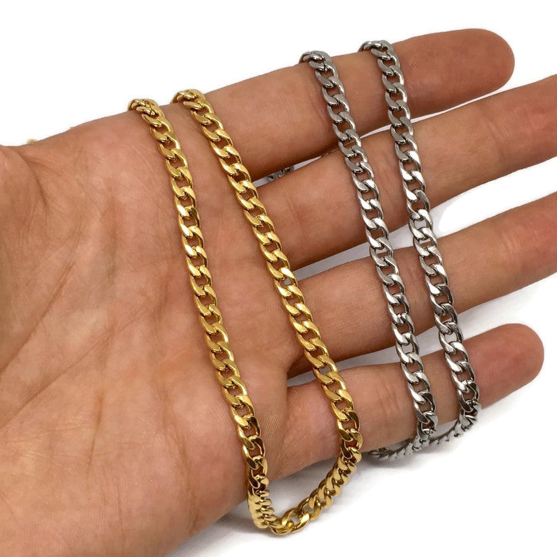 Thick Curb Chain Link Necklace Bold Stainless Steel Jewelry