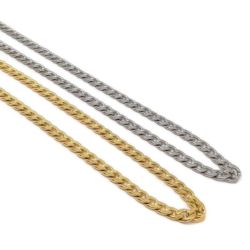 Thick Curb Chain Link Necklace Bold Stainless Steel Jewelry