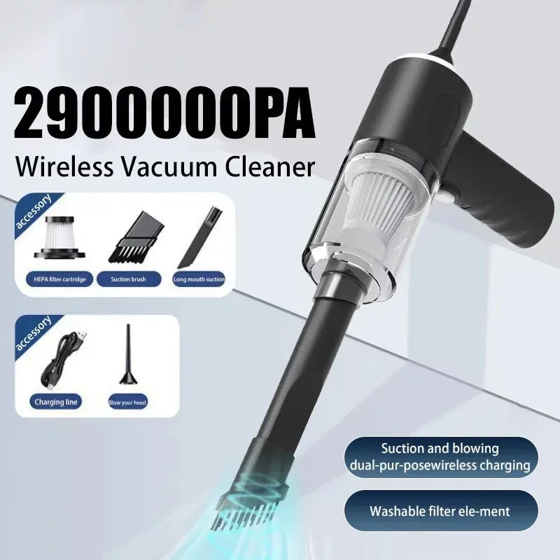 Wireless Car Vacuum Cleaner – USB Charging 1200mAh Portable Cleaner