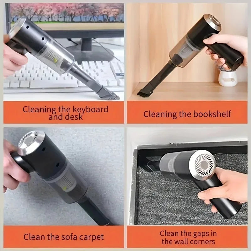 Wireless Car Vacuum Cleaner – USB Charging 1200mAh Portable Cleaner