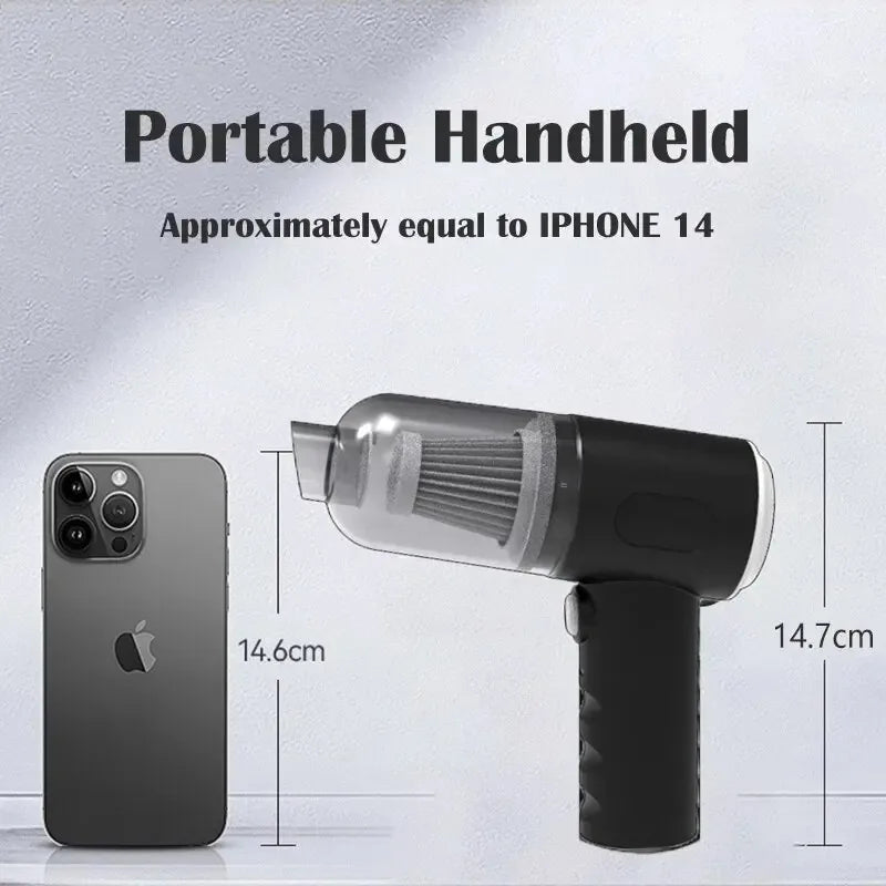 Wireless Car Vacuum Cleaner – USB Charging 1200mAh Portable Cleaner
